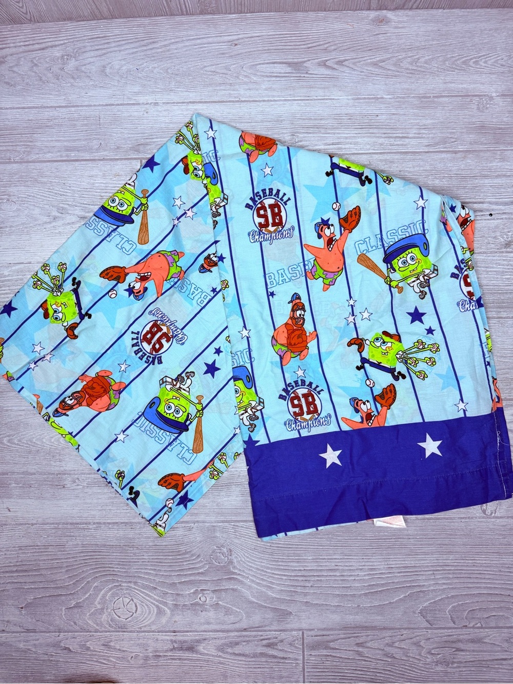 Vintage Nickelodeon sponge bob square pants baseball twin flat sheet bedding